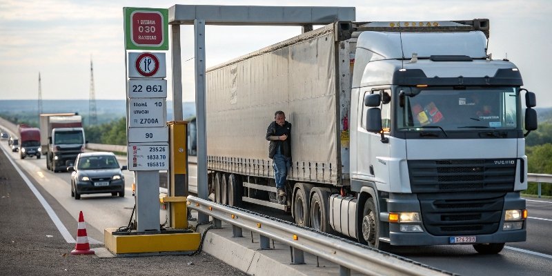 Truck Weighing long-distance truck on a weigh scale
