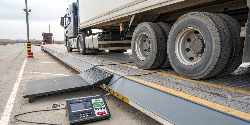 How a Truck Scale Works A truck being weighed on a large industrial truck scale