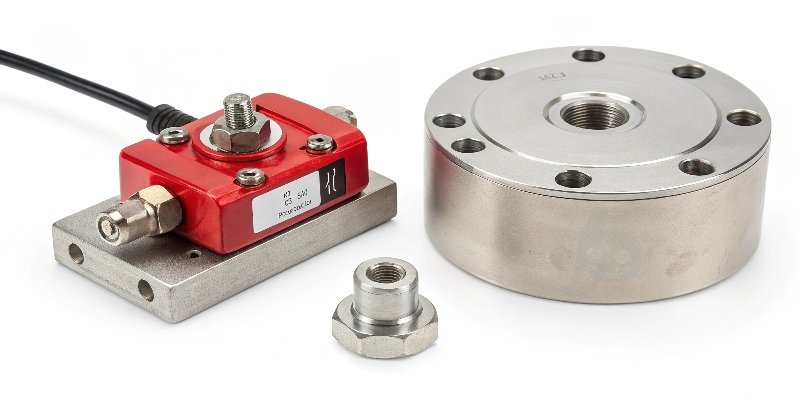 A high-precision S-type load cell next to a rugged industrial load pin