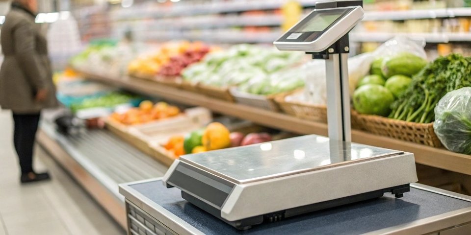 Electronic Weighing Scale Accuracy An electronic weighing scale in a grocery store showing a weight.
