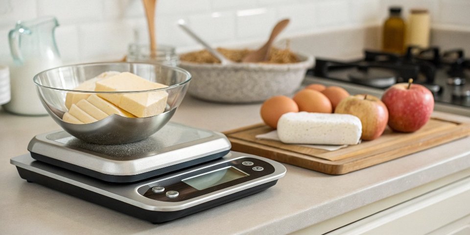 Calibrating a 500g scale A digital kitchen scale being calibrated with household items