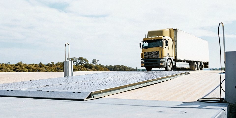 Diagram showing how a load cell in a truck scale works