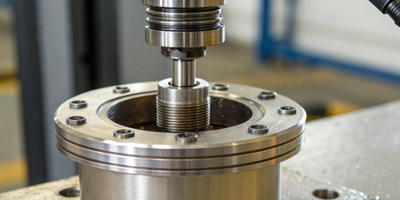 Hydraulic Load Cell Weighing Mechanism Close-up of a hydraulic load cell's piston and diaphragm assembly