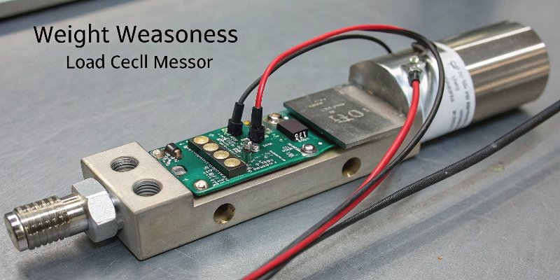 Close-up of a load cell sensor connected with wires.