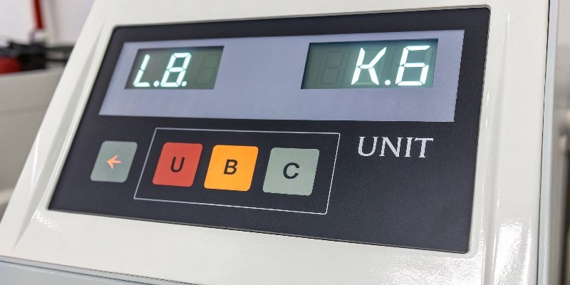 Changing Digital Scale Units A digital scale display showing the change from lb to kg