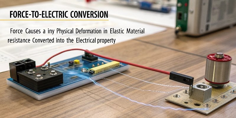 Force-to-Electric Conversion Principle an infographic illustrating the force-to-electric conversion principle