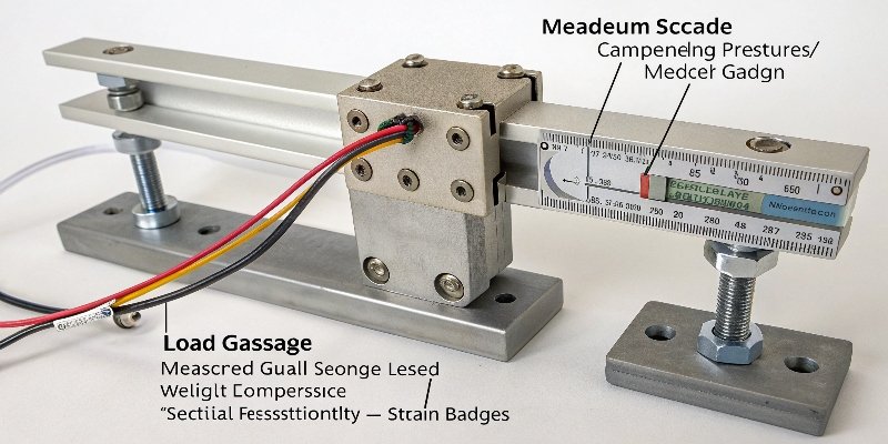 Mechanism of a Load Cell An illustration showing a strain gauge load cell bending under pressure.
