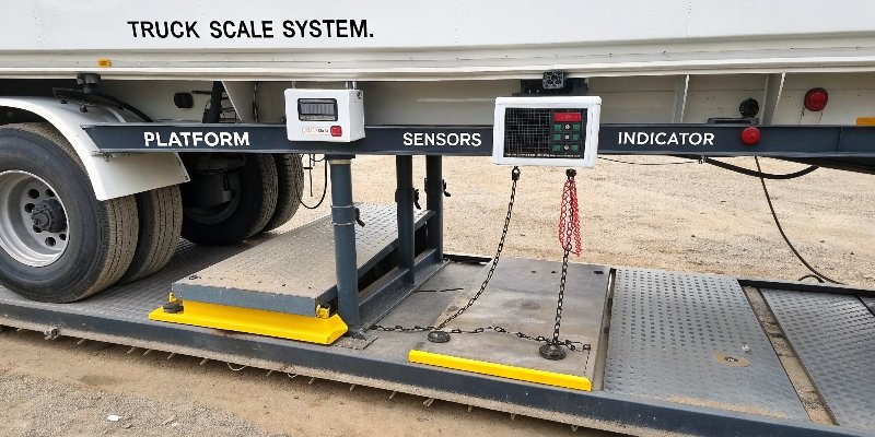 Truck Scale Components Breakdown Diagram showing the main components of a truck scale system