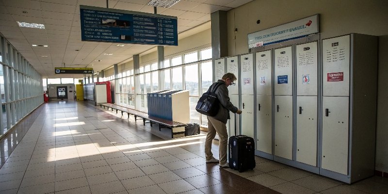 Finding a Scale in an Airport A traveler looking for a baggage scale in a smaller airport terminal