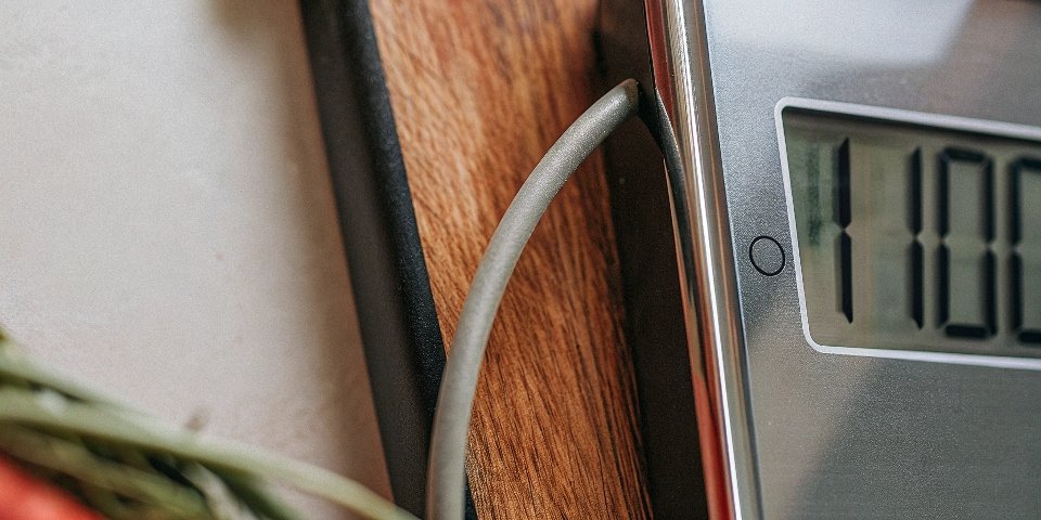 Precision of Digital Scales A close-up of a digital scale's display showing a precise measurement