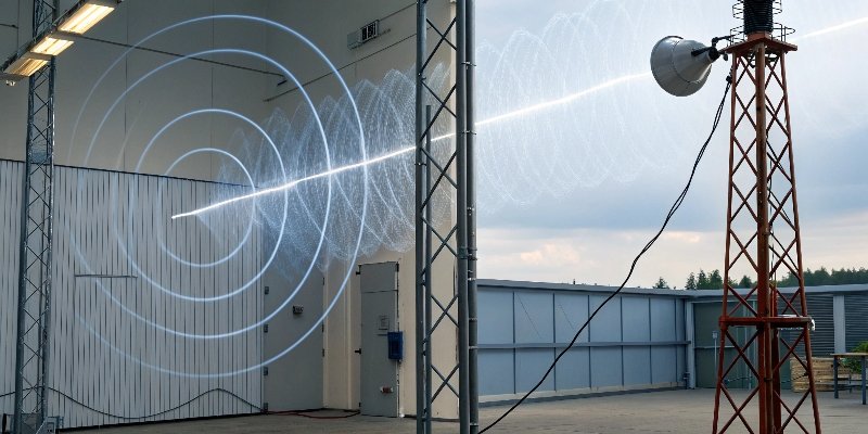 An illustration showing electrical noise interfering with a clean sensor signal.