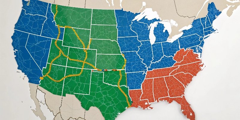 Interstate Regulations map of US states highlighting interstate regulations