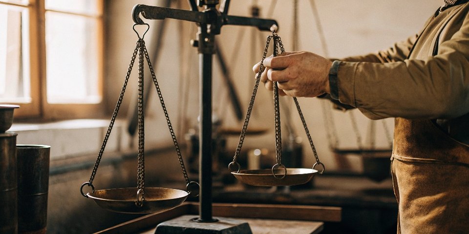 Accurate Weighing Scale Testing A quality control inspector testing the accuracy of a weighing scale with calibrated weights.