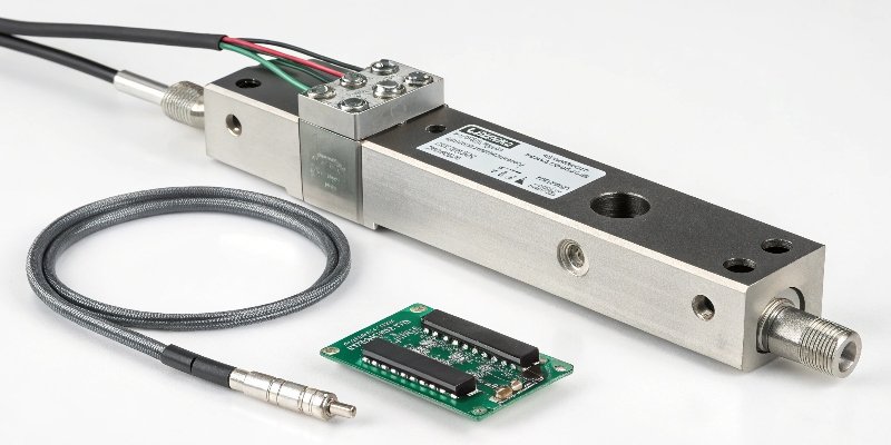 Digital Load Cell with Integrated Electronics A digital load cell with an integrated cable showing a clean signal wave