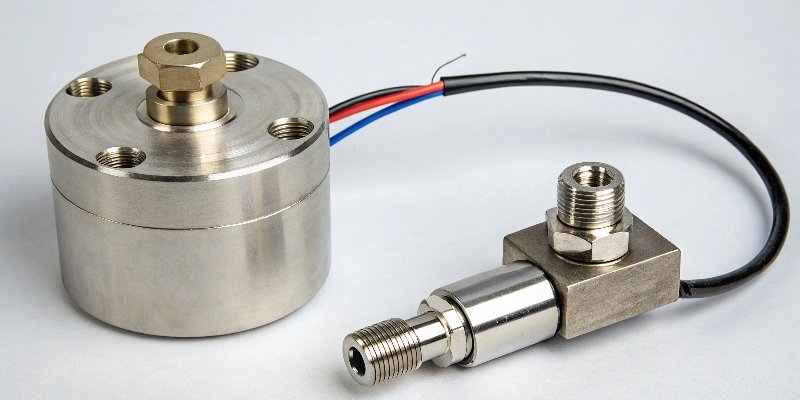Passive vs Active Components in a Weighing System A passive hydraulic load cell next to an active pressure transducer