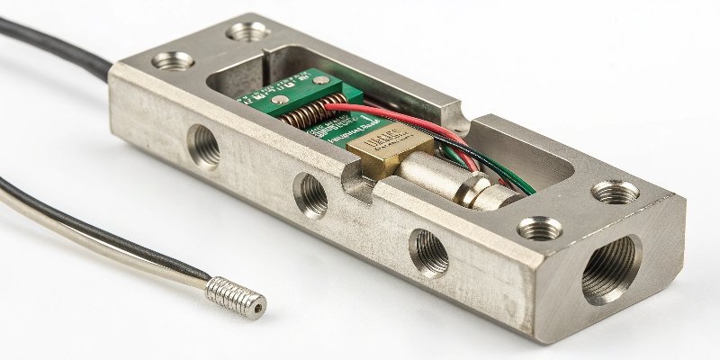 Strain Gauge Load Cell A close-up view of a strain gauge load cell