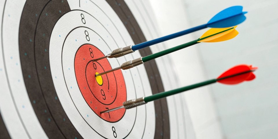 A target diagram showing accuracy vs precision