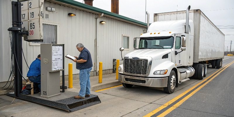 Cost to weigh a truck A truck driver getting a weight ticket at a public scale