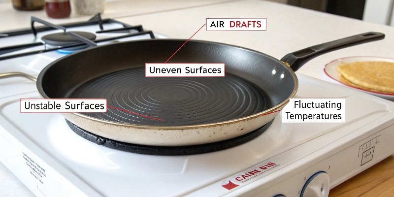 Common Calibration Errors to Avoid A diagram showing common calibration errors like air drafts and an unlevel surface