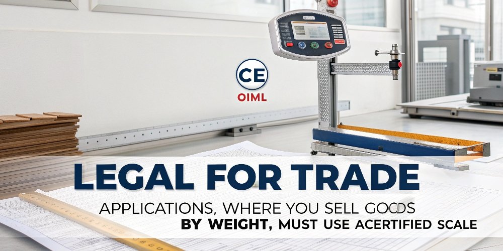 Industrial scale certifications Certification logos like CE and OIML on a scale's display