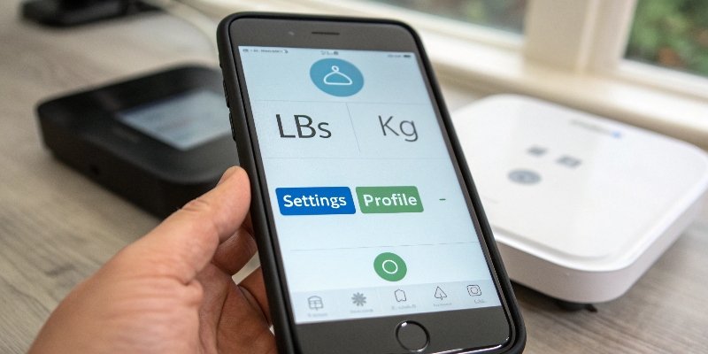 Smart Scale App Unit Settings A smartphone app interface showing unit settings for a smart scale