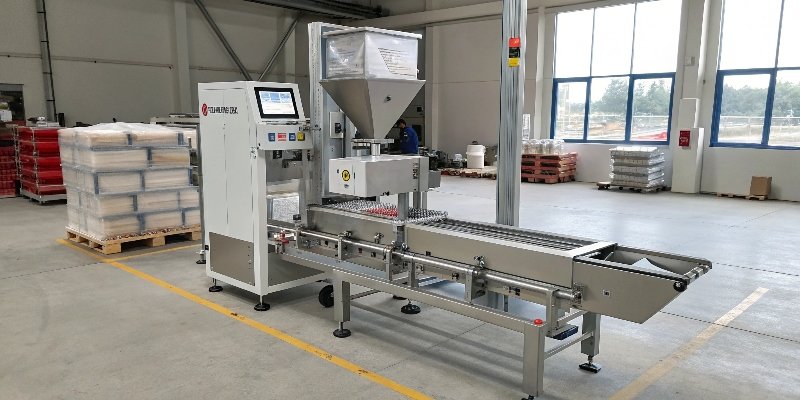 Net Weigher, Packing Filler, and Load Cell Technology An integrated system showing a net weigher, packing filler, and load cell in an industrial setting.