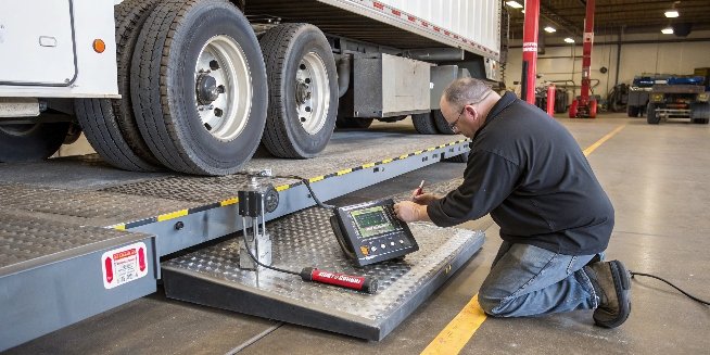 How are commercial truck scales calibrated?