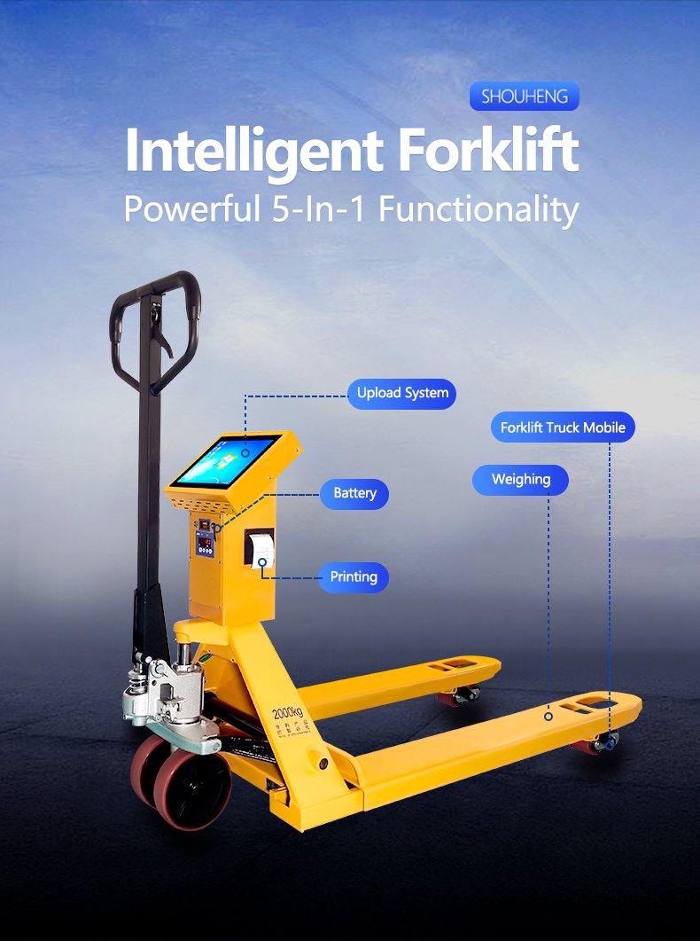 Mobile Weighing and Labeling Station A label printing scale integrated into a mobile workstation in a warehouse.