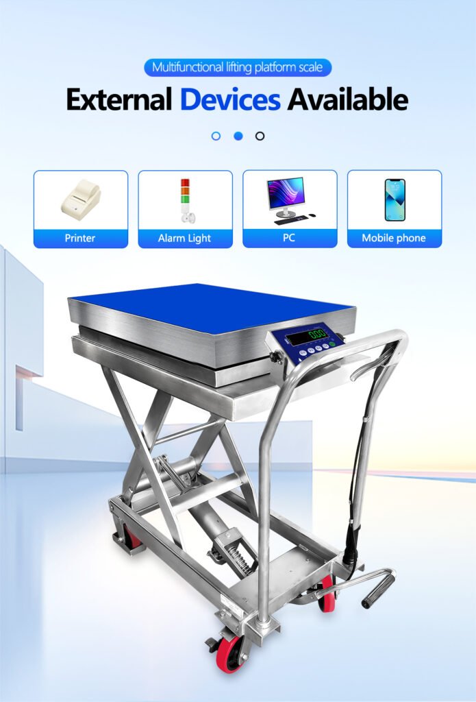 Liftable platform scale with wheels