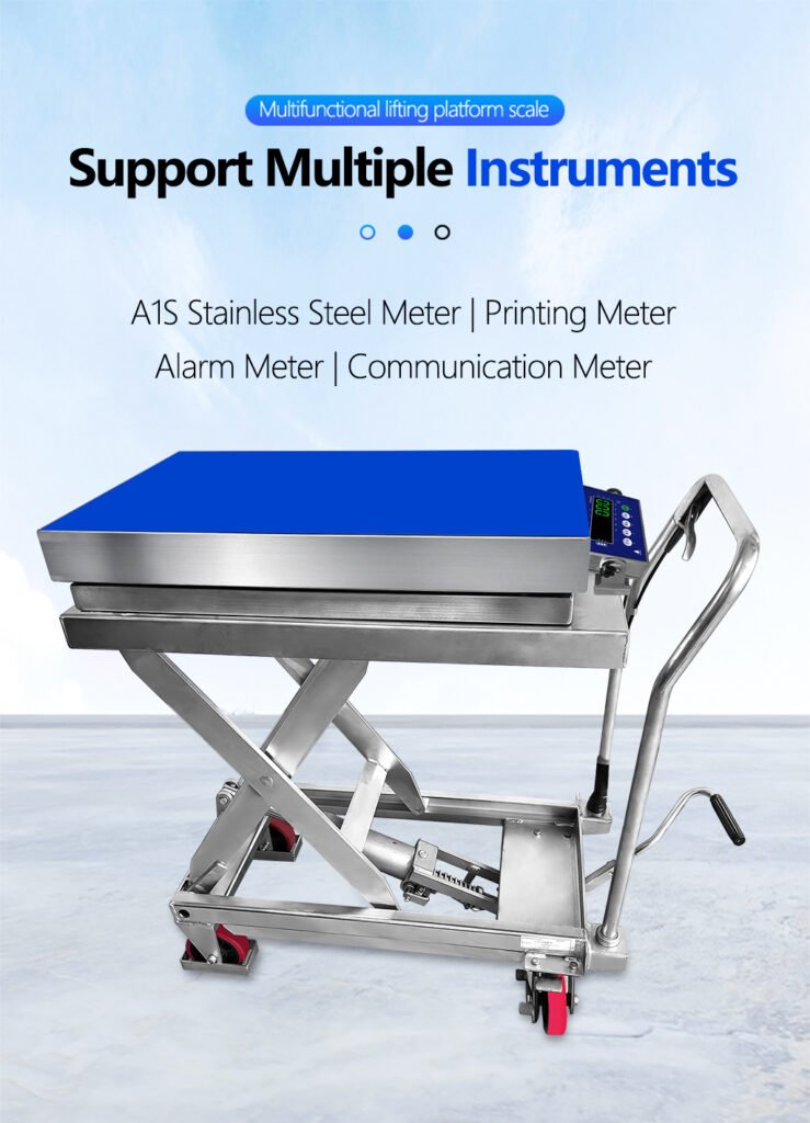 Liftable platform scale with wheels