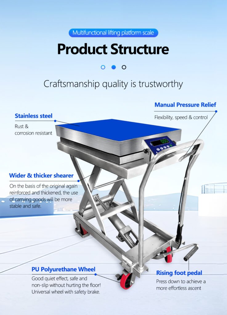 Liftable platform scale with wheels