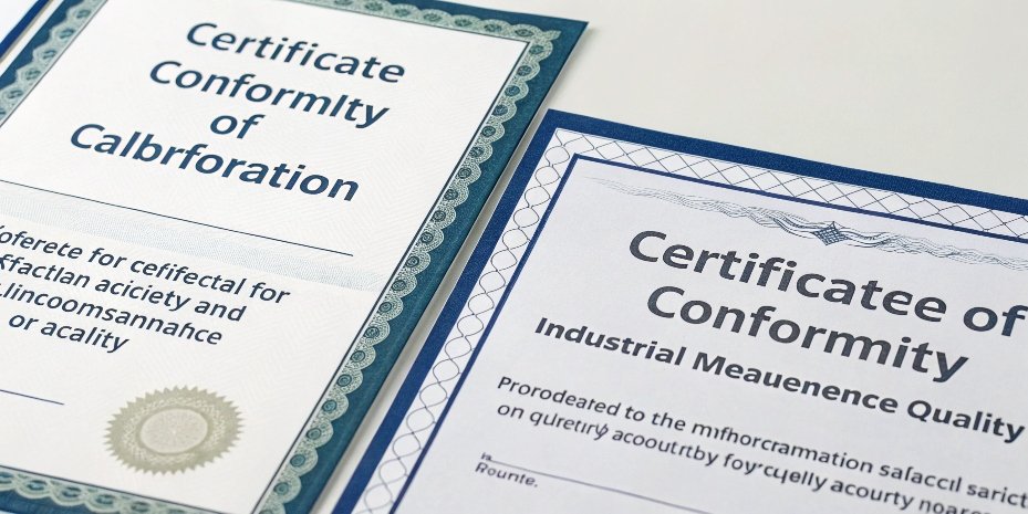 CoC and Calibration Certificate comparison A Certificate of Conformity next to a Certificate of Calibration for an industrial scale