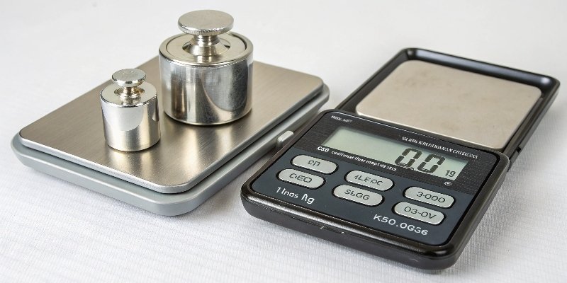 100g Calibration Weight for a Digital Scale A 100g calibration weight next to a digital scale