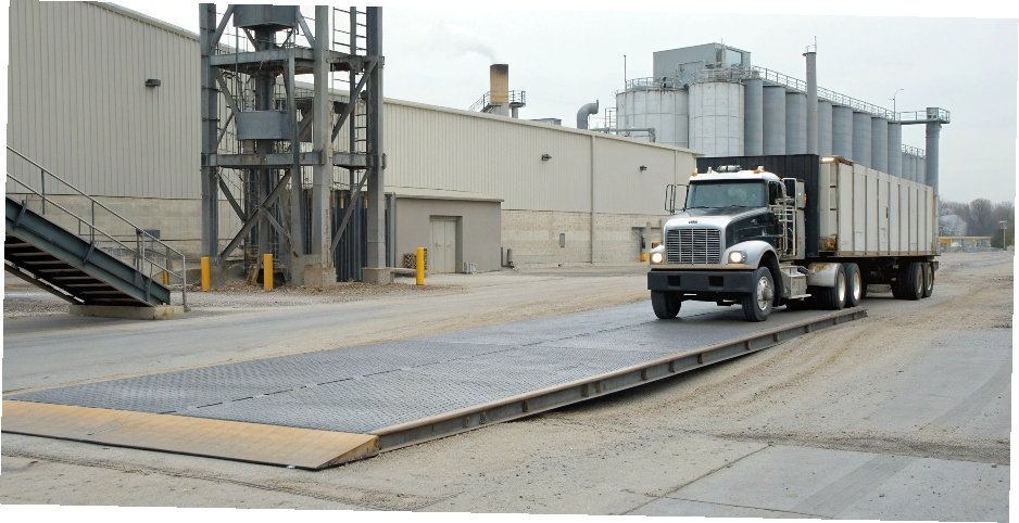 Heavy-Duty Truck Scale for industrial use A heavy-duty truck scale being used at an industrial site