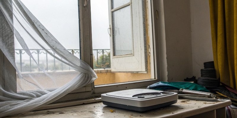 Environmental Interference on a Digital Scale A scale placed near an open window with wind blowing in