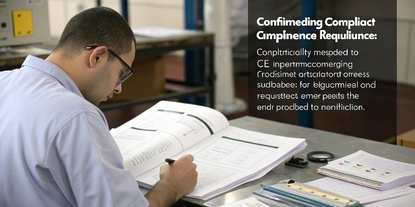 Auditor reviewing compliance documents An auditor reviewing compliance documents for industrial equipment