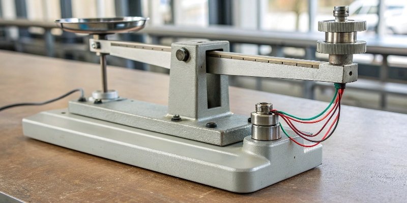 An illustration of a strain gauge load cell inside an industrial scale
