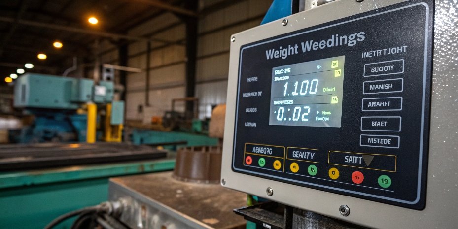 Industrial Weighing Data Display A control panel displaying weight readings from an industrial process