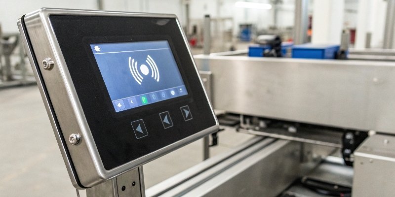 Bluetooth Smart Scale Reliability Close-up of a Bluetooth indicator on an industrial scale's display