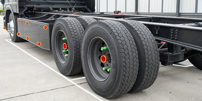 Stress on Overloaded Truck A diagram showing the stress points on an overloaded truck's chassis and tires.
