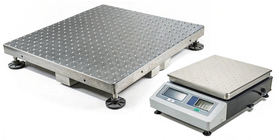Matching Scale Capacity and Resolution Two scales side-by-side, a large industrial platform scale and a small precision laboratory scale