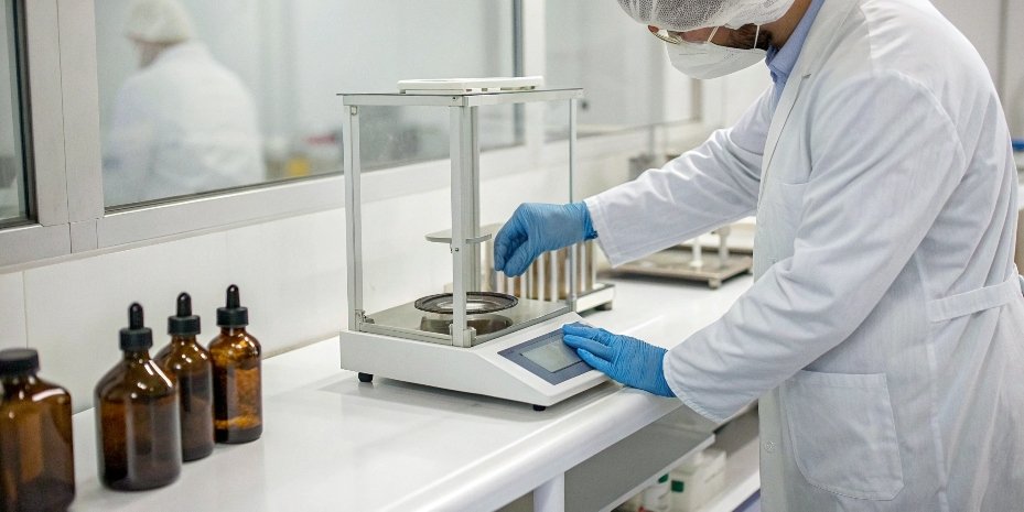 Pharmaceutical Weighing Equipment Regulations A lab technician calibrating a high-precision analytical balance in a sterile pharmaceutical environment.