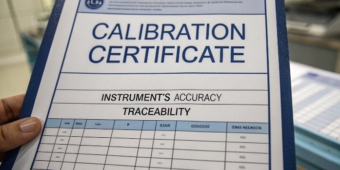 Understanding a Calibration Certificate A close-up of a calibration certificate showing measurement data and traceability information