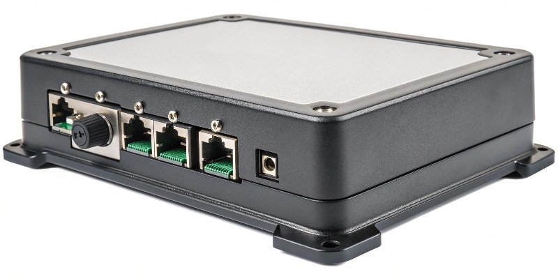 Collage of key features on a scale indicator screen like connectivity ports and IP rating