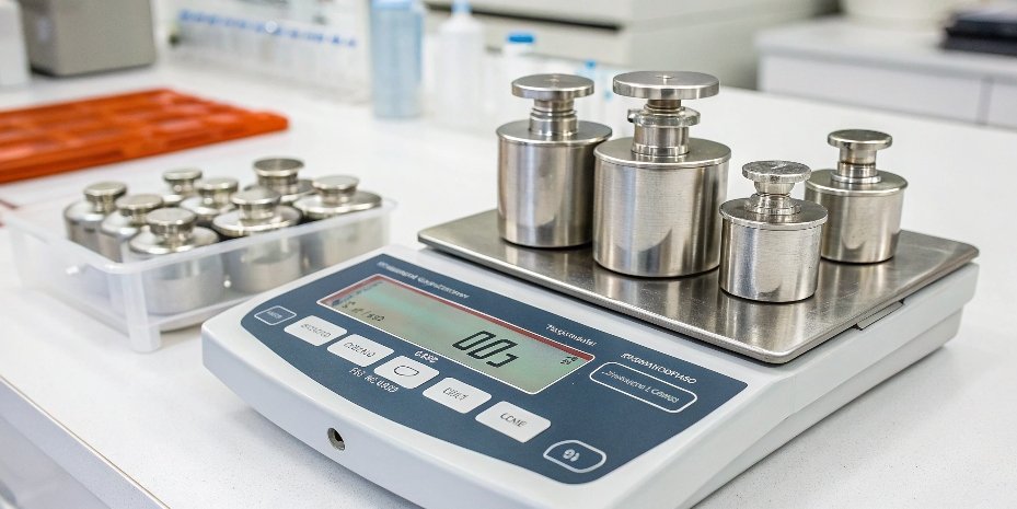Scale Calibration Weights Calibration weights on a digital scale
