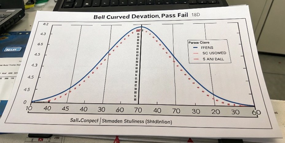 Interpreting Standard Deviation Results A chart showing a bell curve with standard deviation markings and a pass/fail indicator.