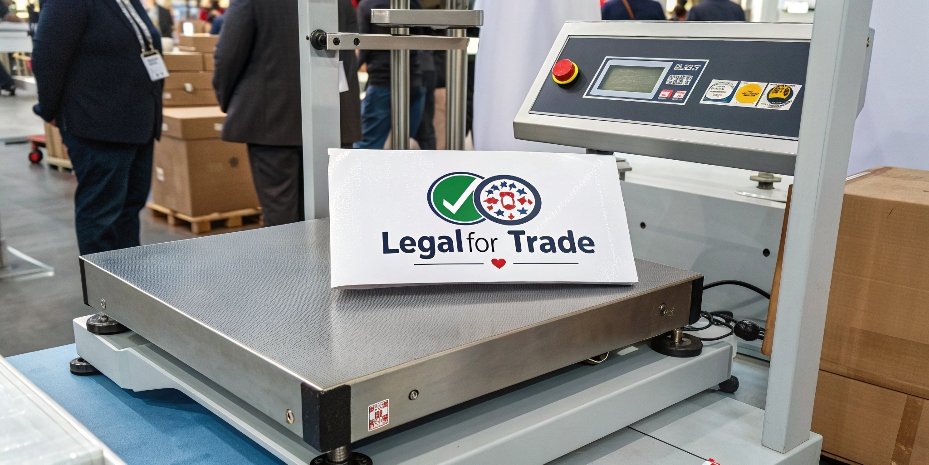 Legal for Trade Scale Certification Standards A "Legal for Trade" seal or sticker on an industrial platform scale used for packaging.