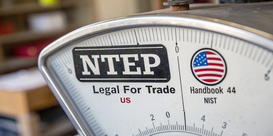 NTEP Certificate of Conformance A close-up of an official NTEP certification seal on a scale indicator
