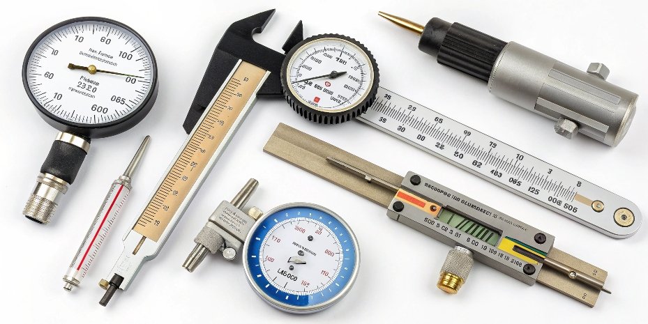 Equipment Requiring Calibration A collage of various measurement tools like a caliper, thermometer, and pressure gauge