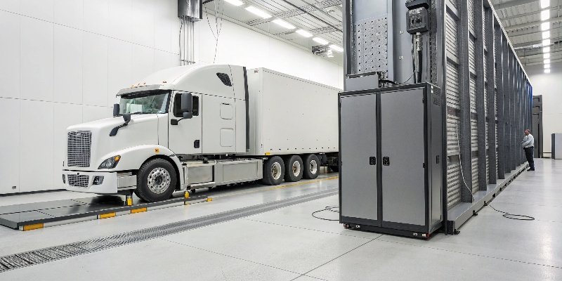 An IoT-enabled truck scale connected to a cloud database and control room
